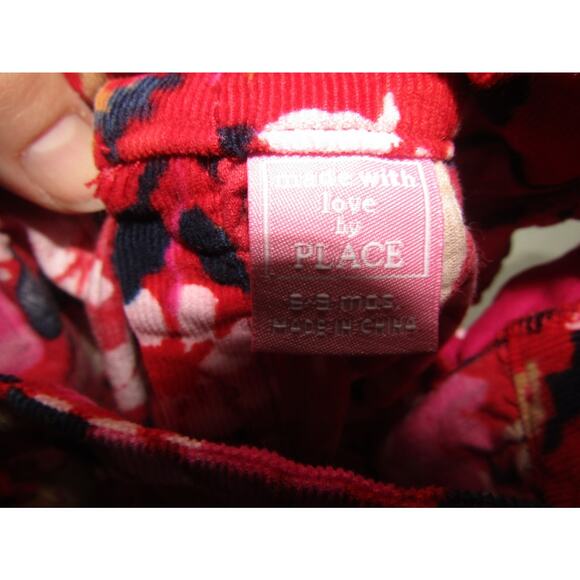 The Children’s Place Baby Girls 6–9M Red Floral Corduroy Dress Bloomers Set - Picture 3 of 6